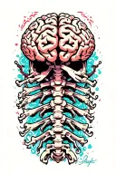 Brain attached to spine tattoo design idea