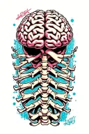 Brain attached to spine tattoo design idea