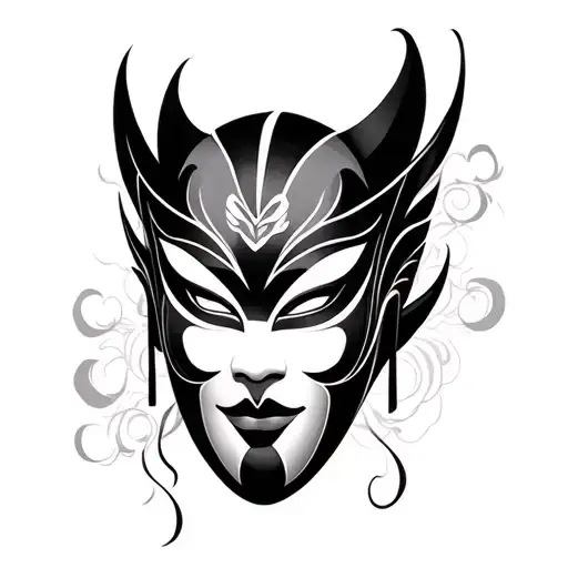 Kabuki mask tattoo design idea