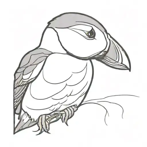 a puffin working in a lab experiment with inside a single tortellino tattoo design idea