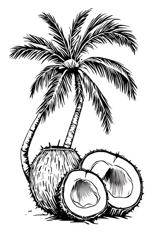 coconut tree silhouette tattoo design idea
