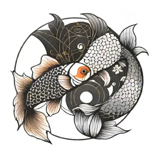 Yin Yang koi fish tattoo design idea
