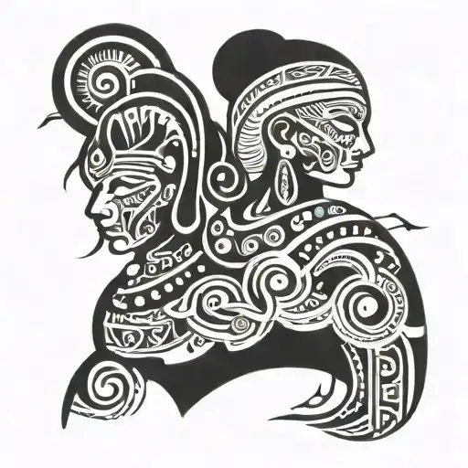 mother aya facing right with shaman design incorporating tattoo design idea