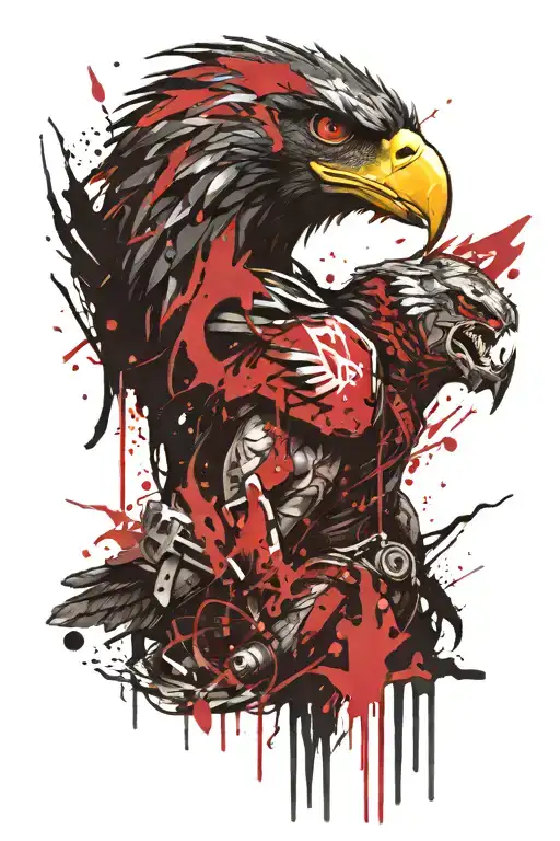red lighting, spartan warrior and a eagle tattoo design idea