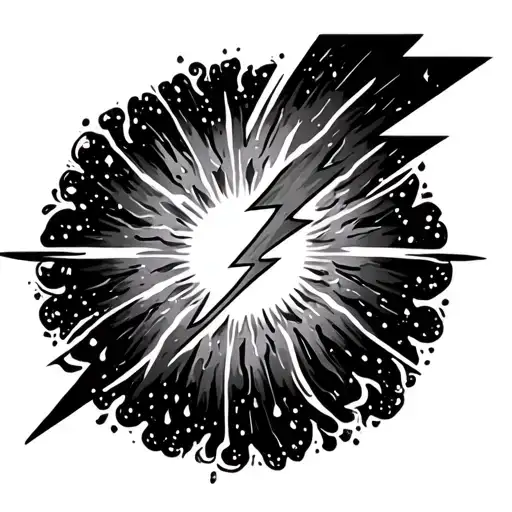 sky, rain, sun, lightning bolt tattoo design idea