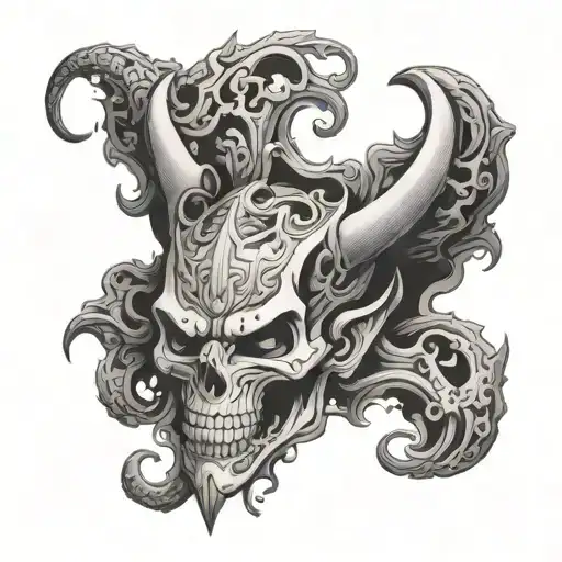 Irezumi tattoo cuello demonio tattoo design idea