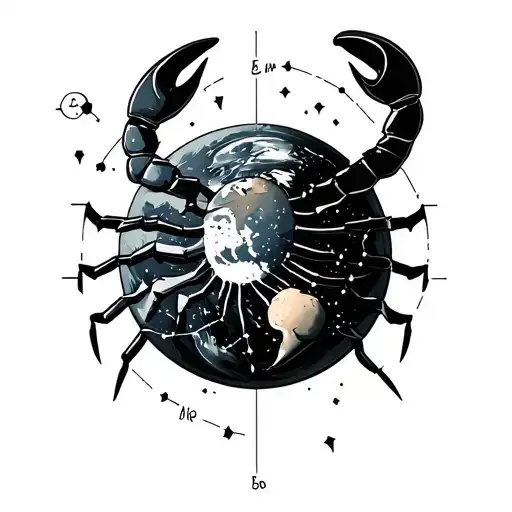 flat earth scorpio constellation tattoo design idea
