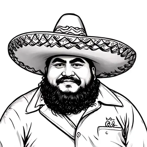 mexican fat man in sombrero tattoo design idea