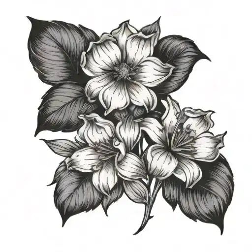July and August birth flower combo tattoo minimal line art tattoo design idea