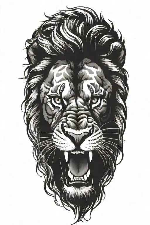 Roaring Lion head tattoo design idea