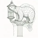 polar bear with torus zodaic with an old fashion lamp post  tattoo design idea