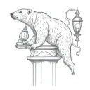 polar bear with torus zodaic with an old fashion lamp post  tattoo design idea