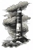lighthouse storm clouds tattoo design idea