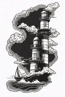 lighthouse storm clouds tattoo design idea
