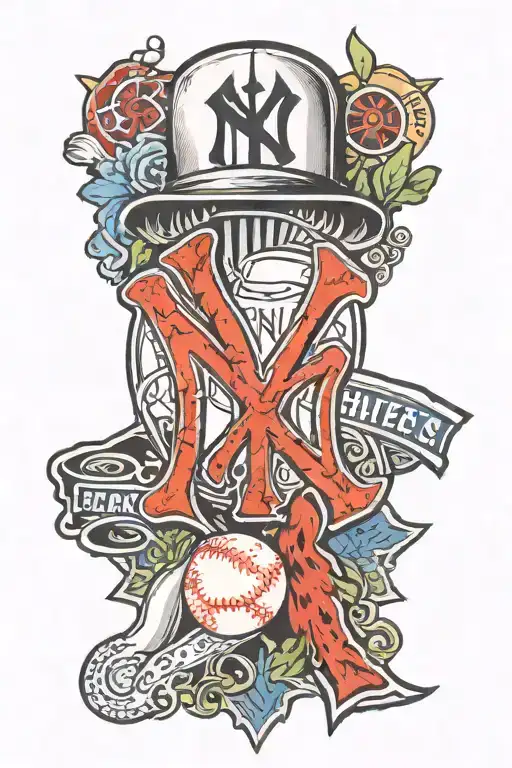 New York Yankees logo New York giants logo incorporated tattoo design idea