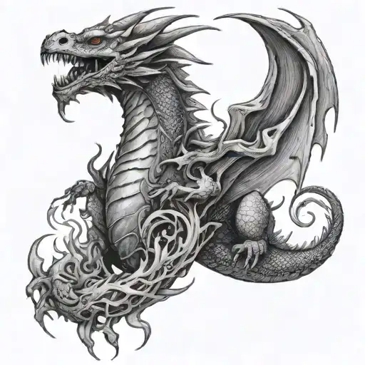 dragon breathing fire tattoo design idea