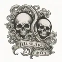 matching tattoos to show love with two ghosts both saying "till we are ghosts"  tattoo design idea