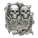 matching tattoos to show love with two ghosts both saying "till we are ghosts"  tattoo design idea