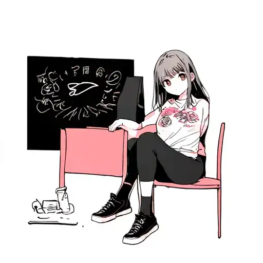 anime girl sitting alone tattoo design idea