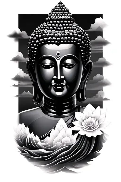 buddha , meditation and Himalayas  tattoo design idea