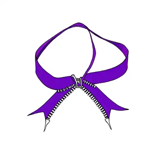 purple ribbon with zippered tails tattoo design idea