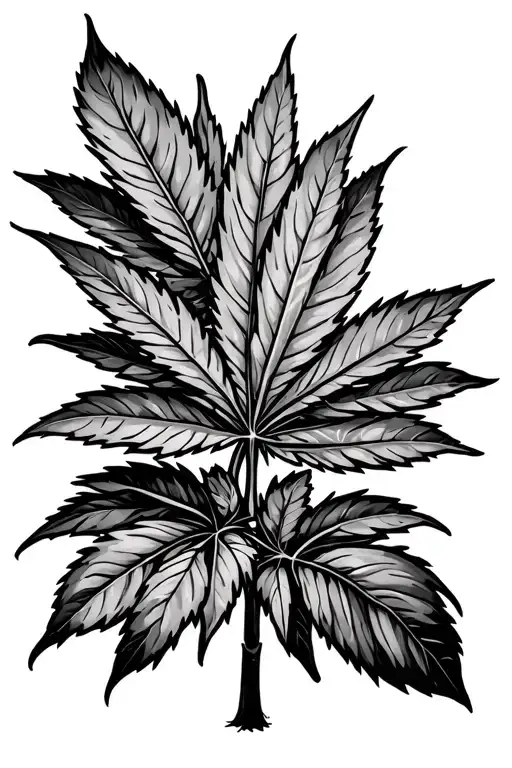 taro plant with marijuana leaf in center of leaves  tattoo design idea