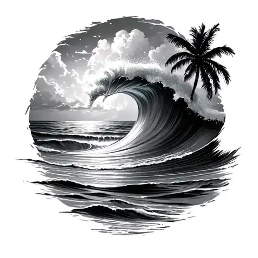 beach, ocean wave, travel, living life to the fullest tattoo design idea