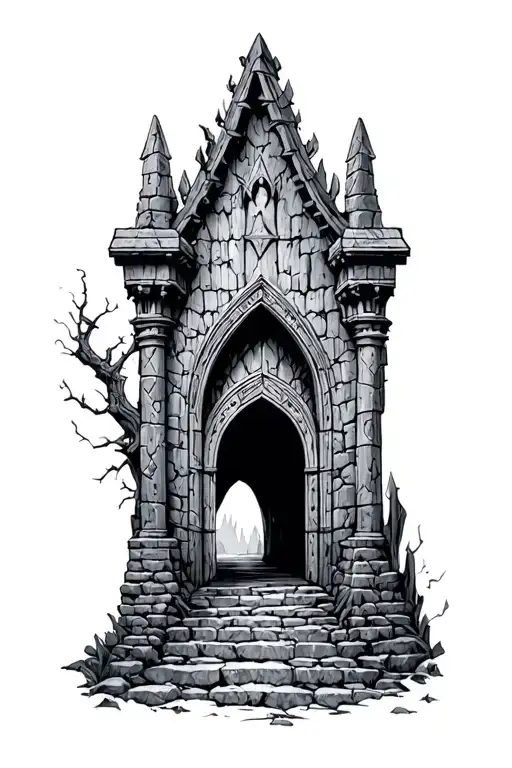 the mines of moria gate tattoo design idea