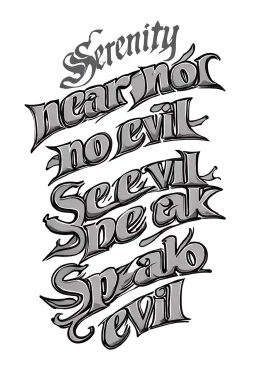 serenity prayer written hear no evil see no evil speak no evil tattoo design idea