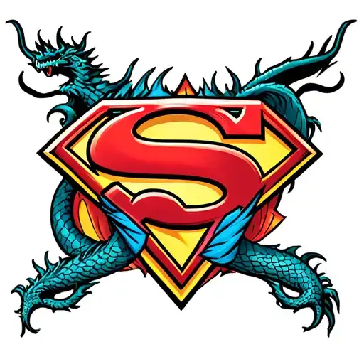 superman logo dragon wrapped tattoo design idea