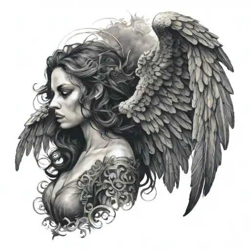 dark angel tattoo design idea