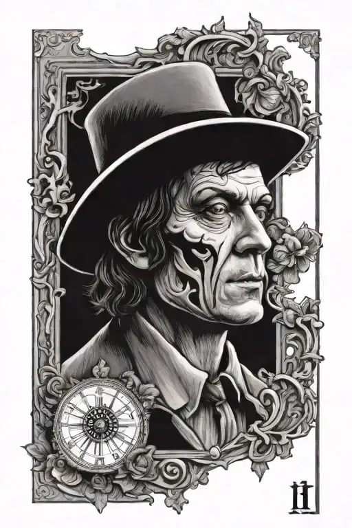 hermit tarot card featuring alex delarge of clockwork orange movie tattoo design idea