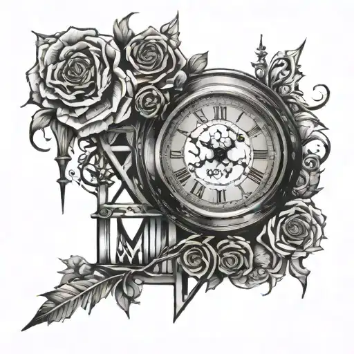 pain time misery  healing Roman numerals tattoo design idea