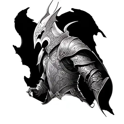 Guardian of Firelink Shrine, Dark Souls 3, gothic style, dark fantasy, back tattoo tattoo design idea