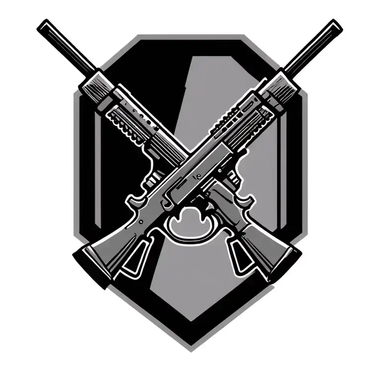Incorporate the iconic symbol of the US Army infantry crossed rifles in a modern and abstract way tattoo design idea