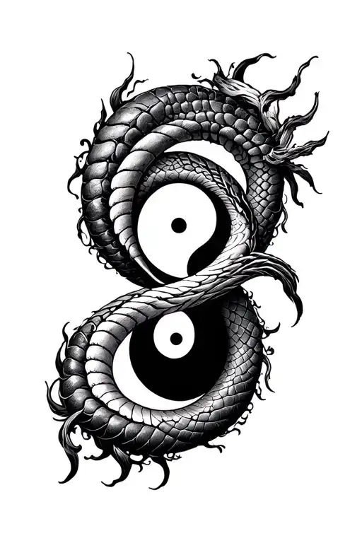 Infinite Ouroboros with Yin Yang inside tattoo design idea