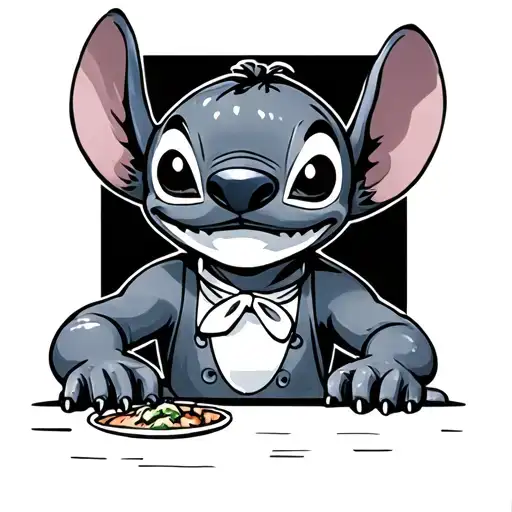 Disney stich cooking tattoo design idea