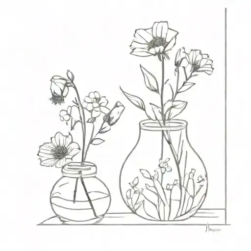 wild flowers in cracked vase   tattoo design idea