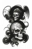 angel numbers 777 within a skull   tattoo design idea
