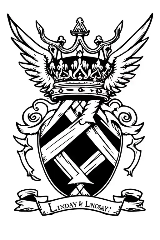 lindsay clan crest heraldry crown wings tattoo design idea