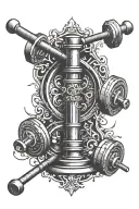 crossfit barbell surrounded tattoo design idea