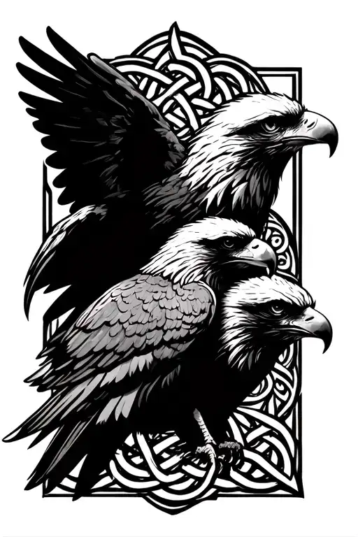 celtic knot only 2 daughters with eagle perched tattoo design idea