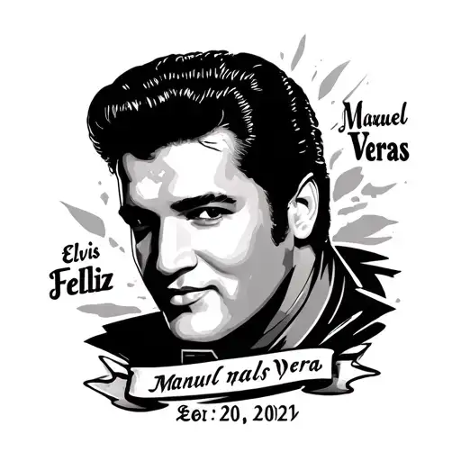 "Elvis Manuel Veras Feliz" name and date of birth tattoo design idea