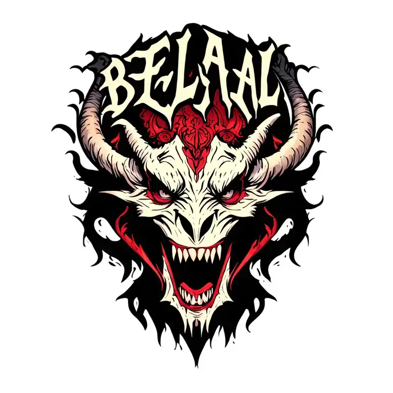 "B E L I A L" BELIAL DEMON tattoo design idea