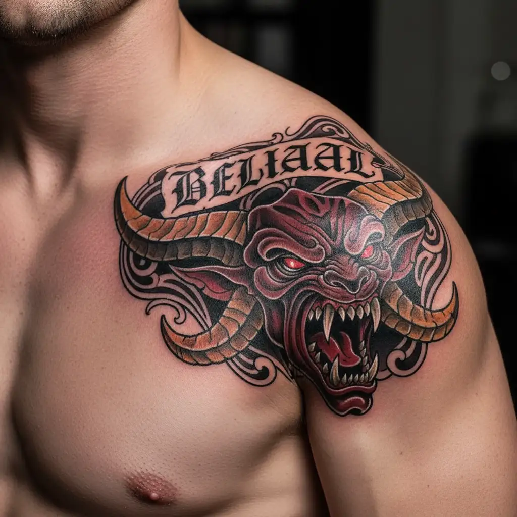 "B E L I A L" BELIAL DEMON tattoo design idea