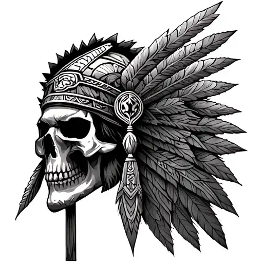 skull aztec warrior tattoo design idea