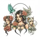 3 daughters tattoo design idea