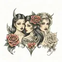 3 daughters tattoo design idea