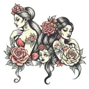 3 daughters tattoo design idea