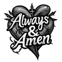 "Always & Amen" heart and cross tattoo design idea